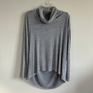 Anthropologie Saturday Sunday Sweater Cowl Neck Ribbed Long Sleeve High Low Hem